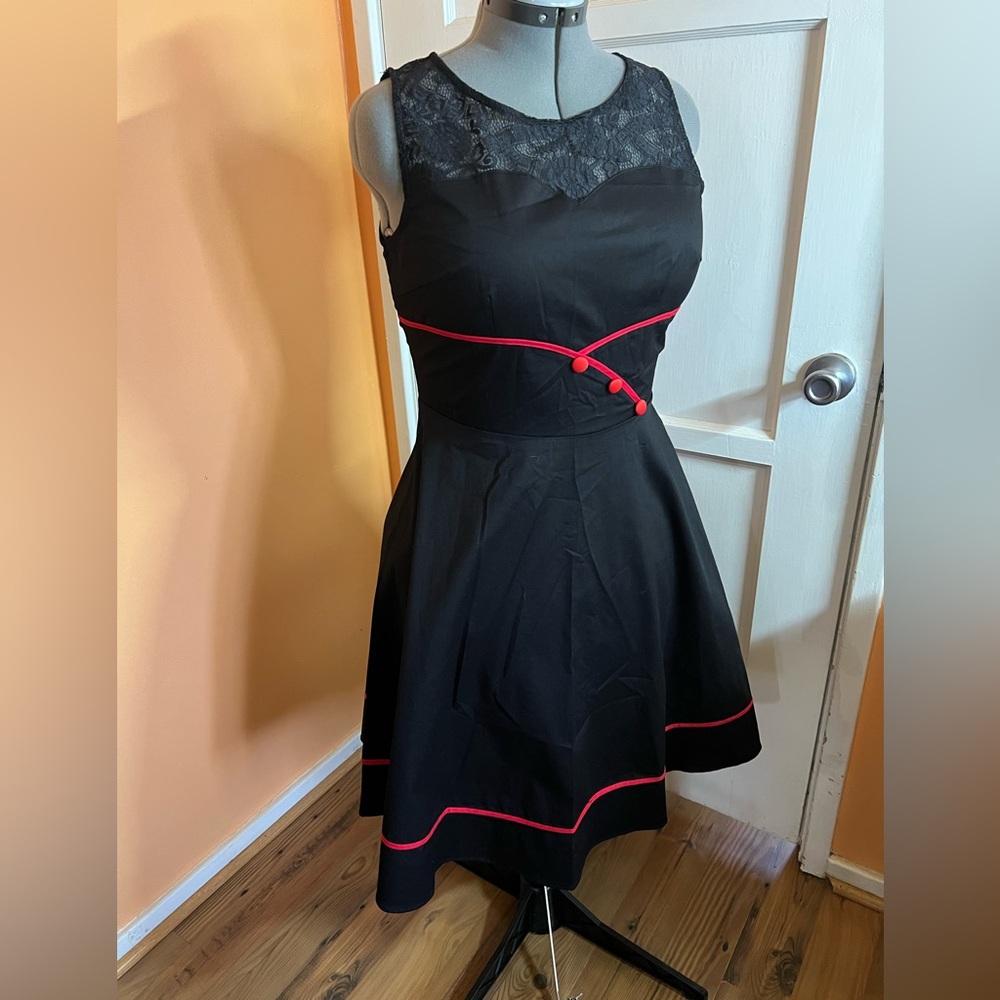 Vintage Inspired Black and Red Lace Dress NWT